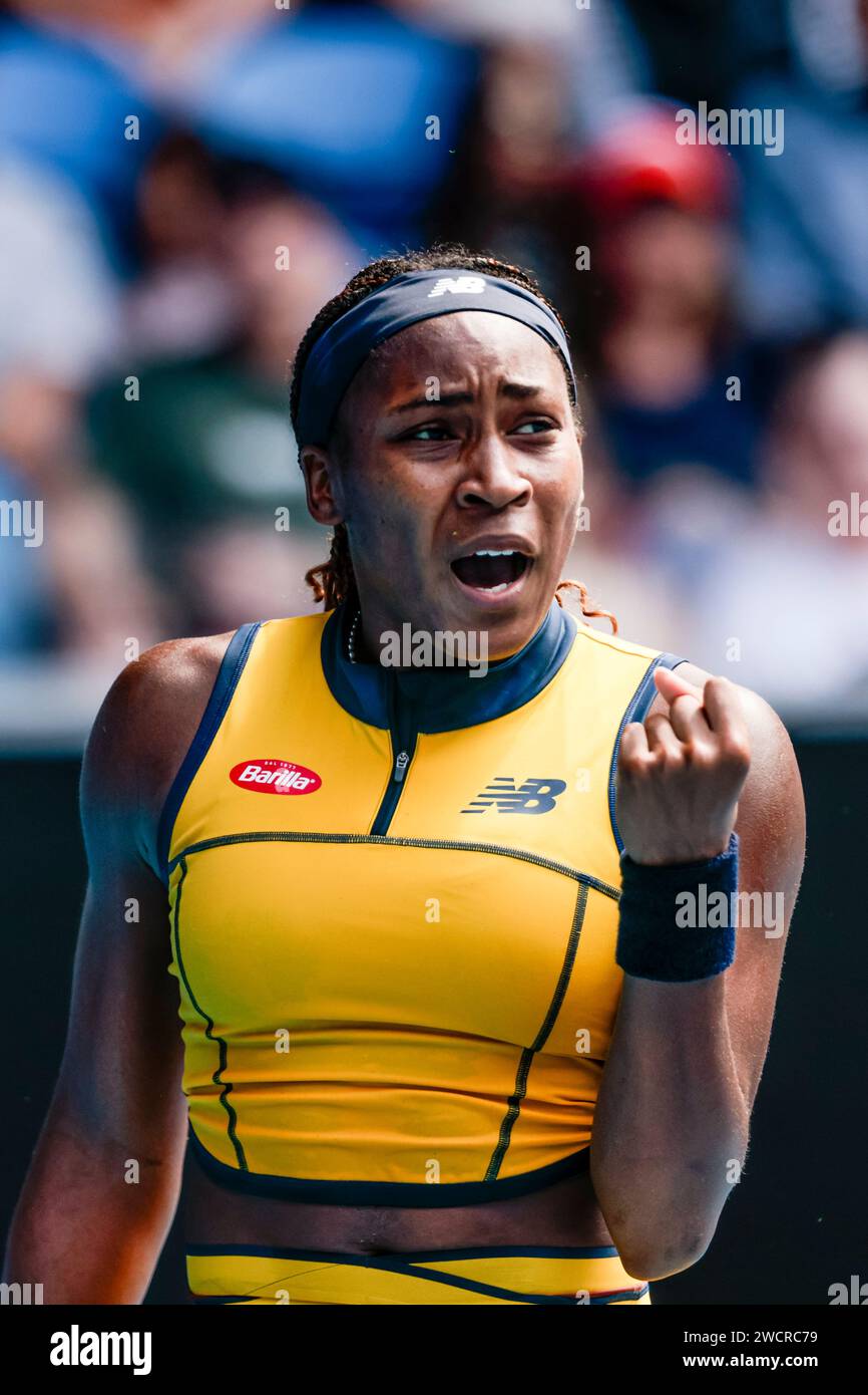 Melbourne, Australia, 17th Jan, 2024. Tennis player Coco Gauff from the