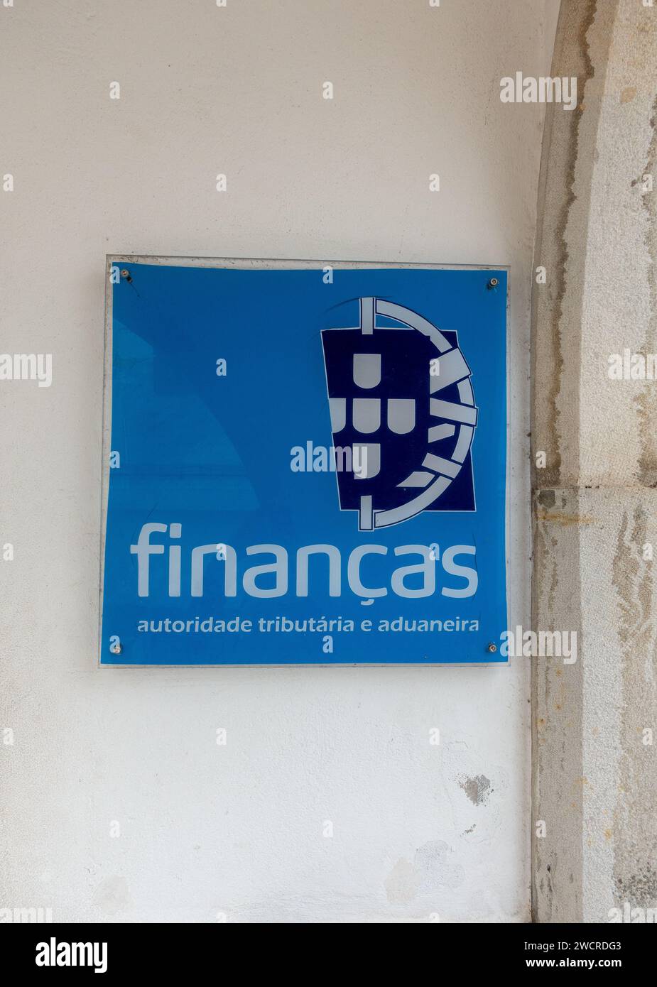 The Portugal Tax Authority Sign Outside A Portuguese Financas Office, Tavira January 1, 2024 Stock Photo