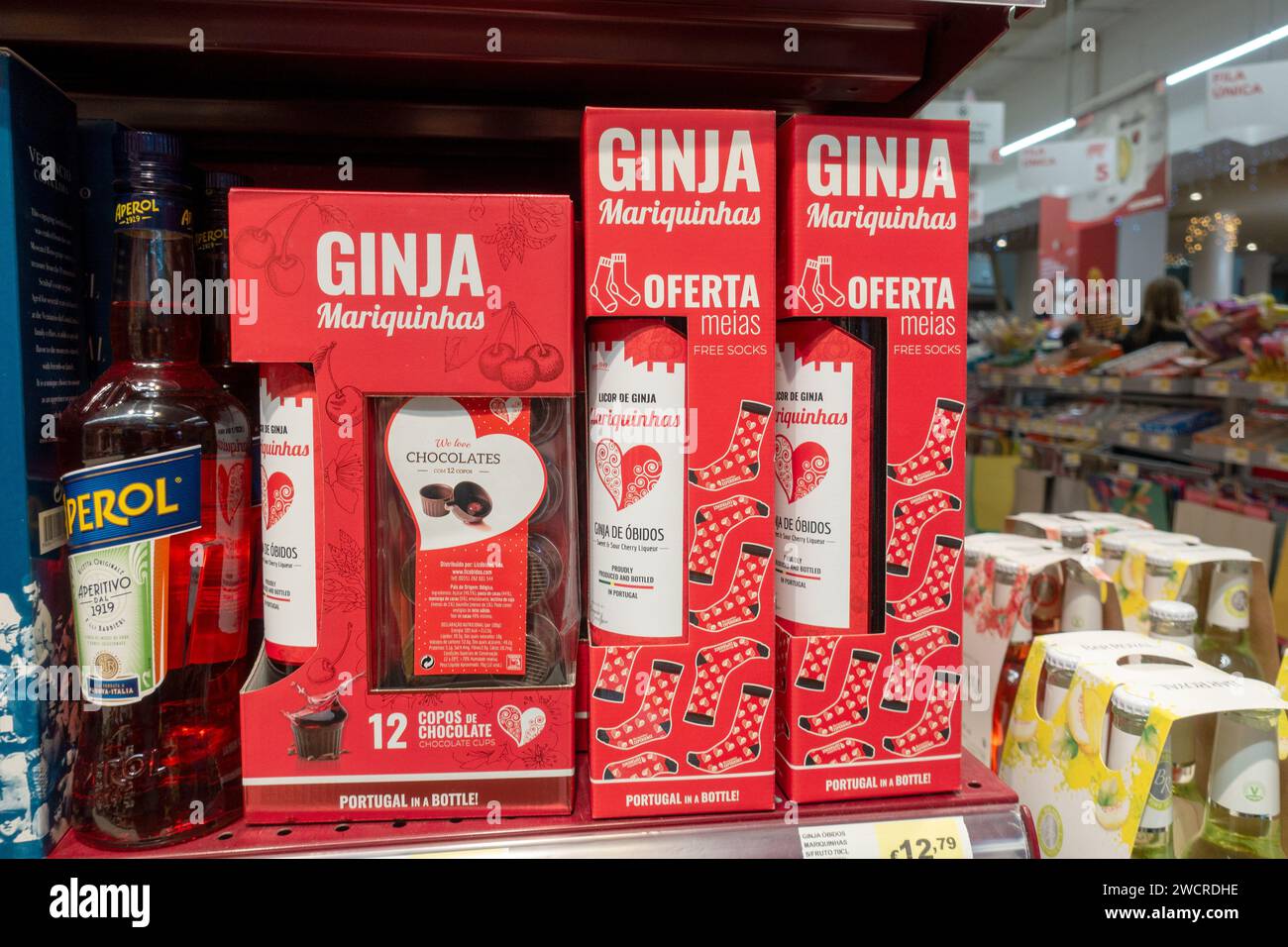 Ginja Mariquinhas Bottles Portugal In Tavira December 30, 2023 Stock Photo
