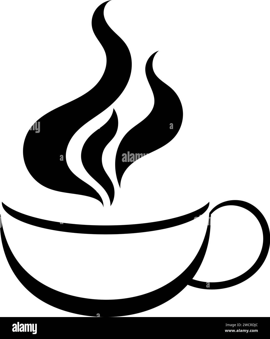 icon of a cup of hot coffee black and white Stock Vector Image & Art ...