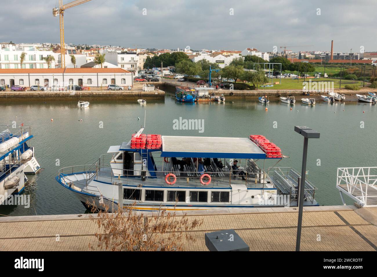 The Tavira Island Ferry Moored At The Ferry Terminal In Tavira Portugal January 2, 2024 Stock Photo