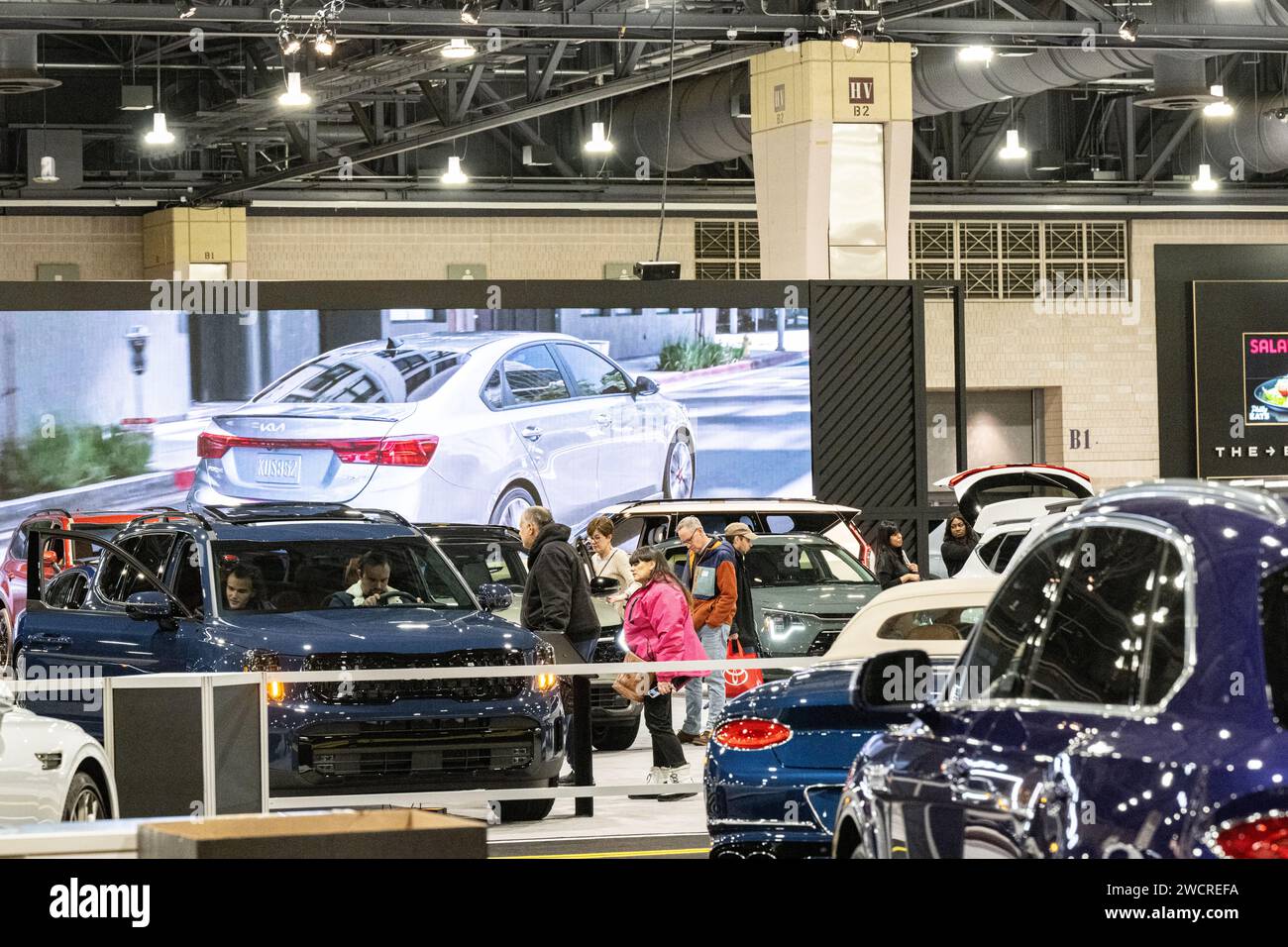 Philadelphia, PA, USA 17th Jan. 2024 - Visitors check out vehicles at the Philadelphia Auto show Photo Credit, Don Mennig Alamy Live News Stock Photo