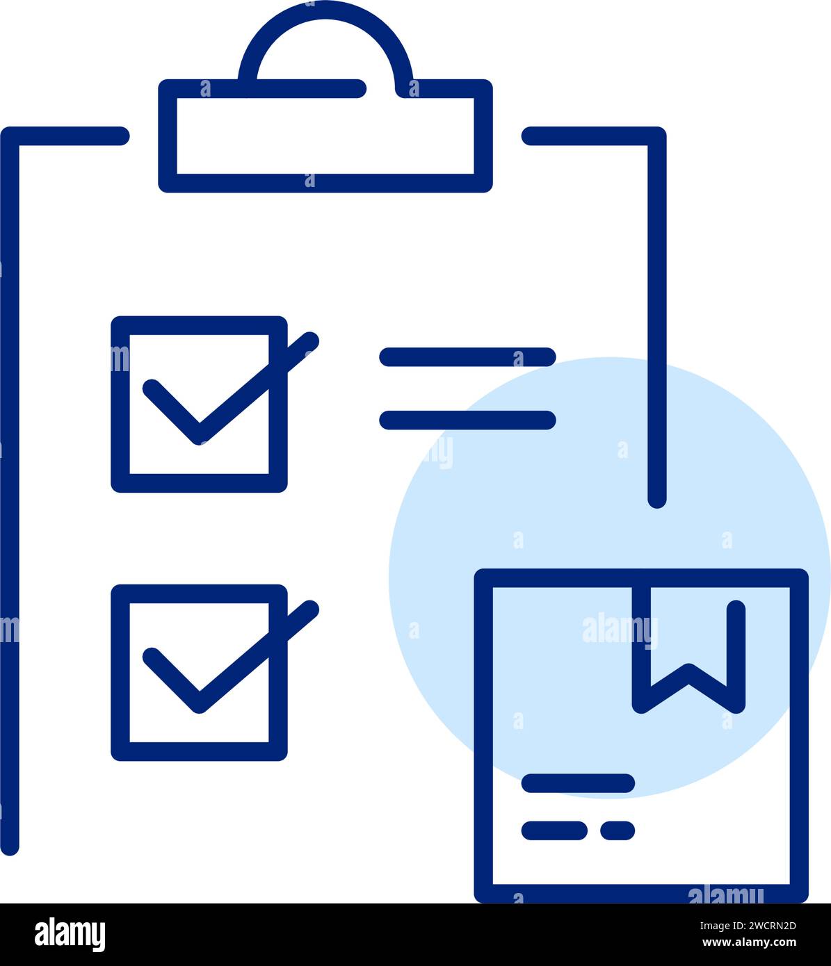 Delivery agreement. Checklist on clipboard and parcel. Pixel perfect ...