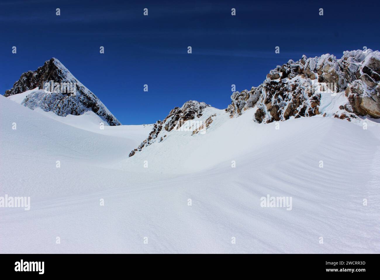 Summit of Mt Taranaki in Winter Stock Photo