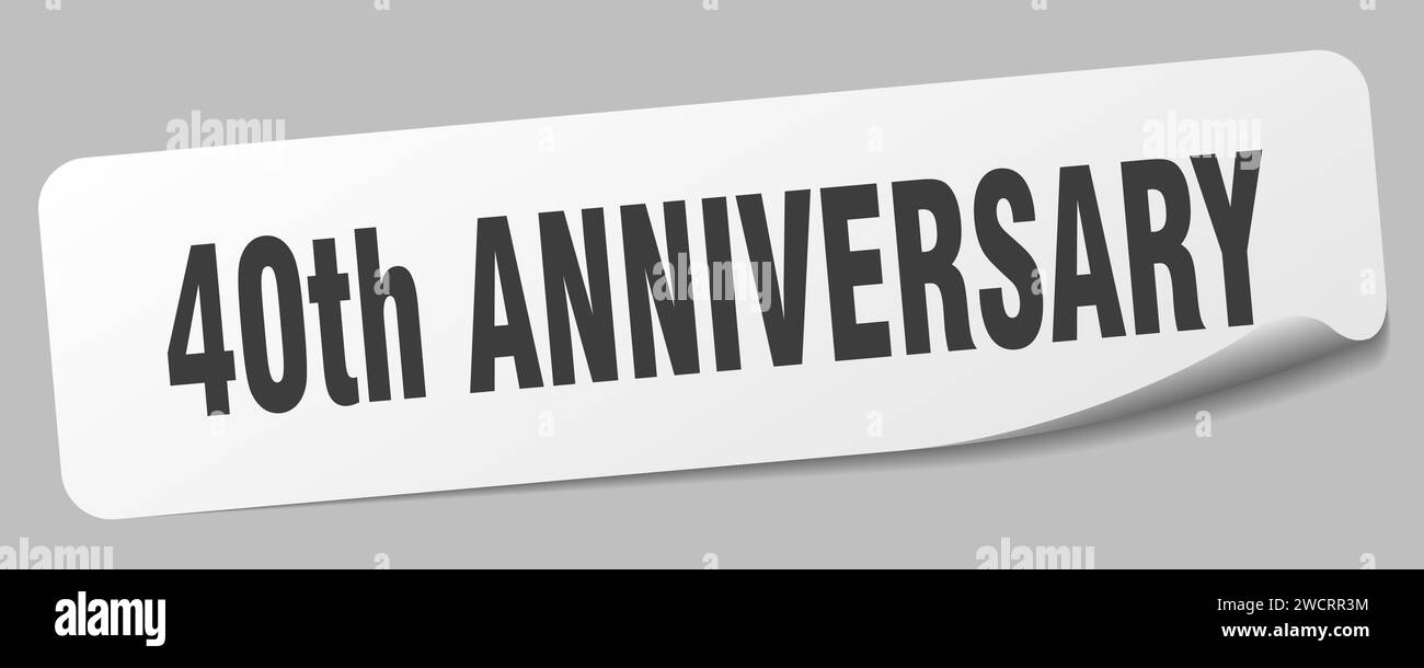 40th anniversary sticker. 40th anniversary rectangular label isolated