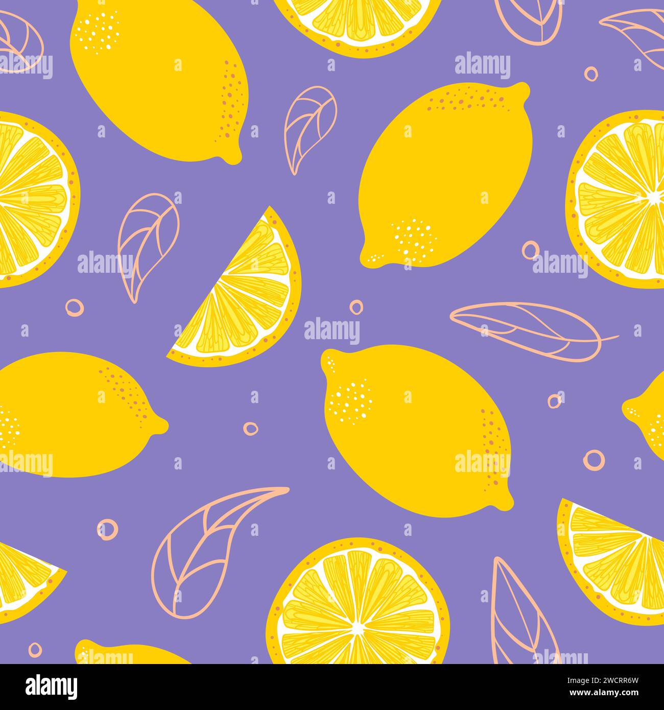 Lemon summer seamless pattern in minimalistic style. Tropical exotic