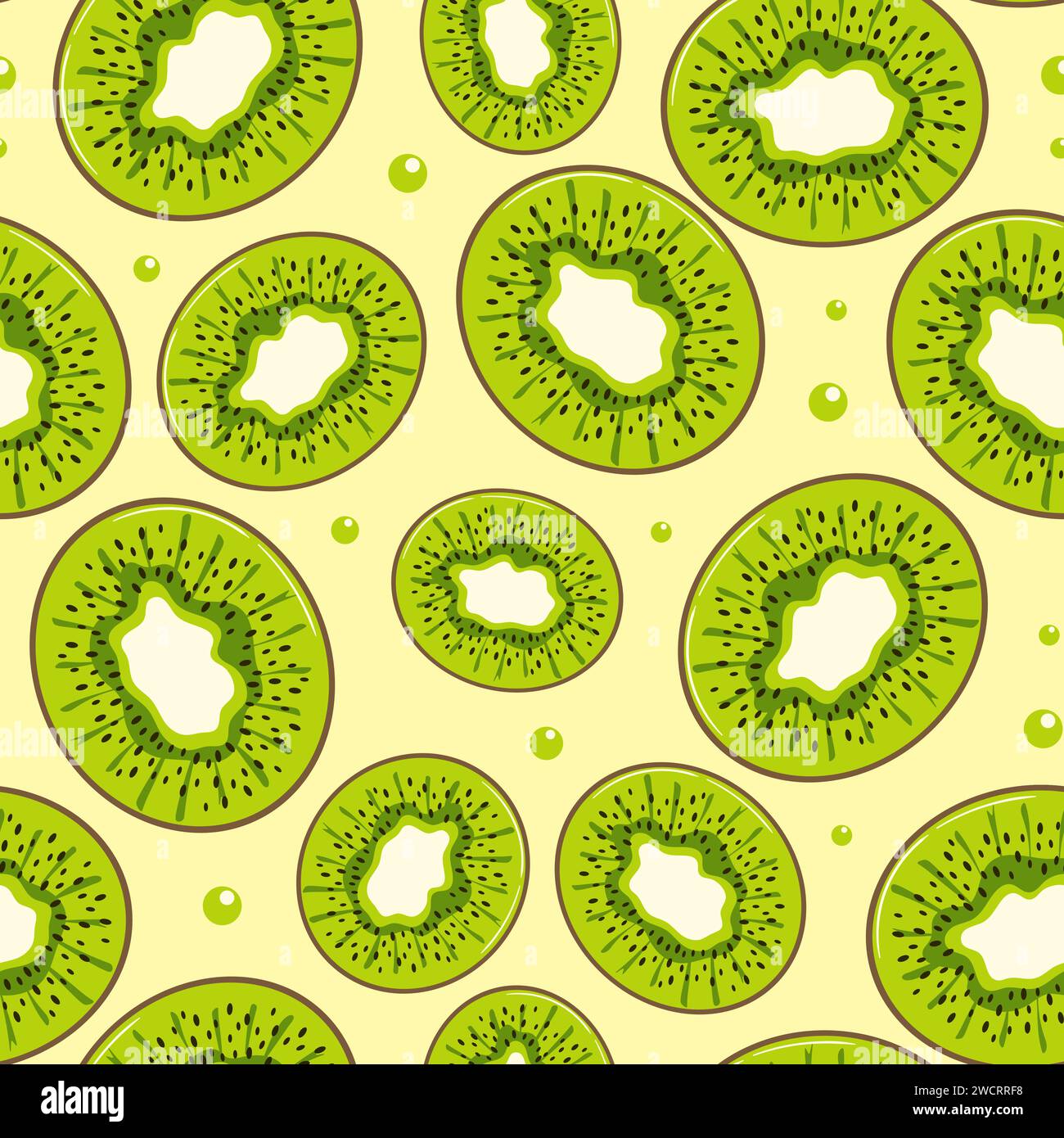 Kiwi summer seamless pattern in minimalistic style. Tropical exotic