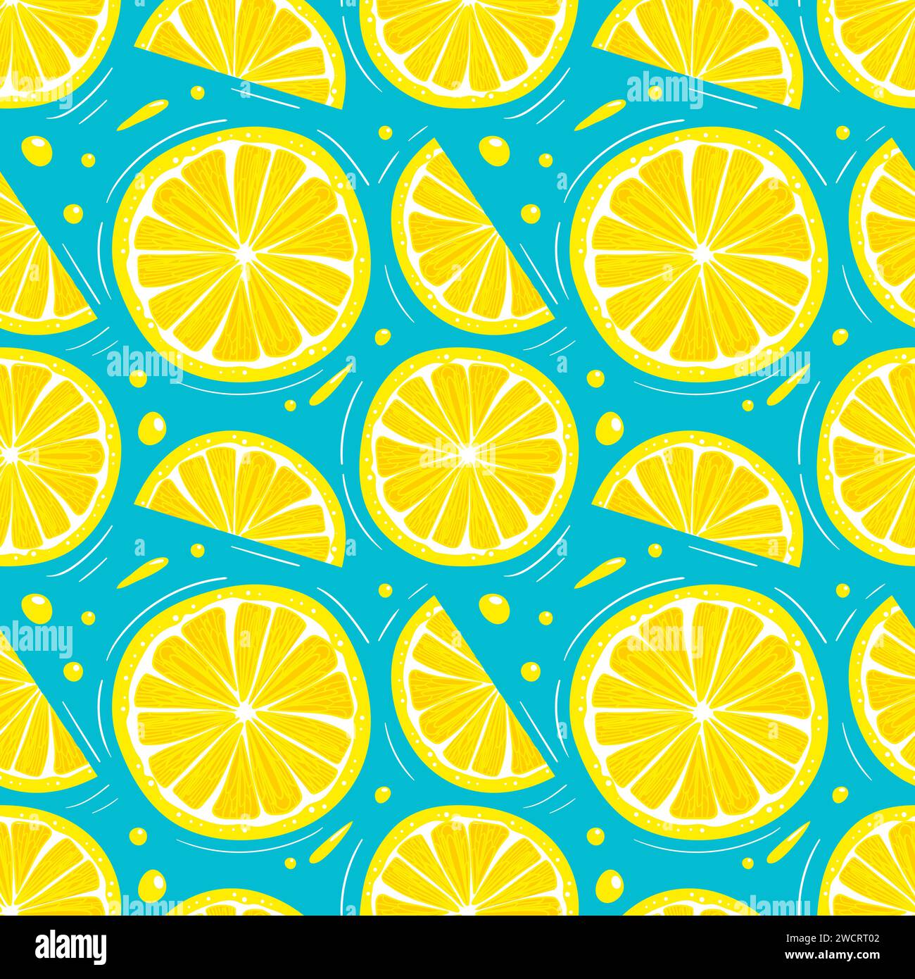 Lemon summer seamless pattern in minimalistic style. Tropical exotic