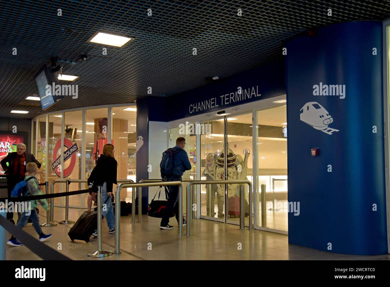 Passengers arriving at the Eurostar channel tunnel international train terminal at Brussel Midi