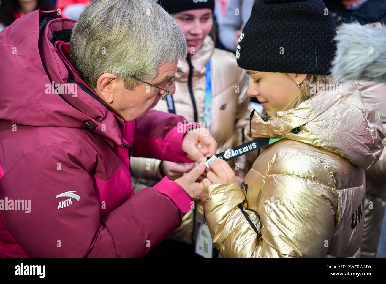 Gangneung, South Korea. 17th Jan, 2024. during his visit to the 2024 Winter Youth Olympic Games (YOG) Village, in Gangneung, South Korea, Jan. 17, 2024. Credit: Zhu Wei/Xinhua/Alamy Live News Stock Photo