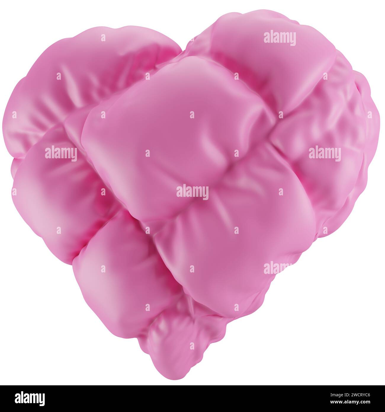 3D Render Pink Heart Illustration, inflated abstract heart balloon ...
