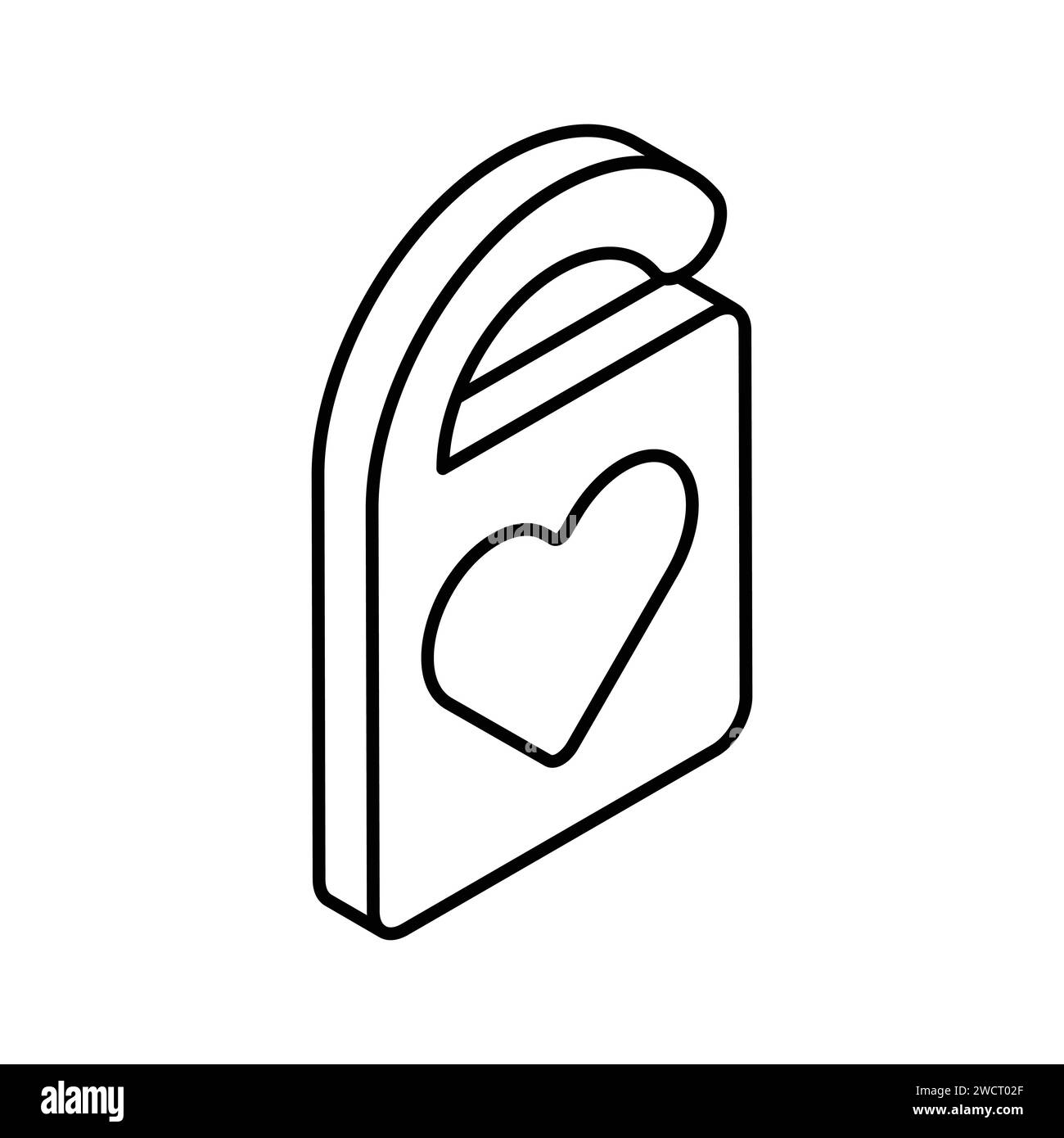 Icon of wedding hanger, heart symbol on door hanger, door hanging accessory Stock Vector