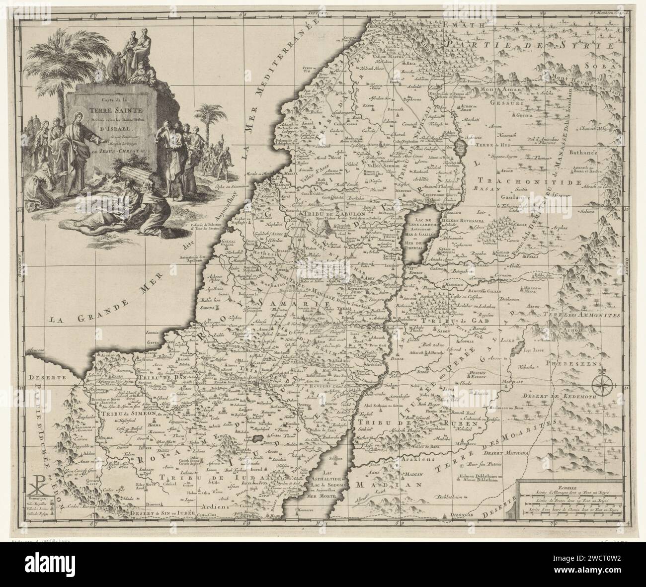 Map of Israel, Jan Luyken, 1707 print Amsterdam paper etching maps of ...