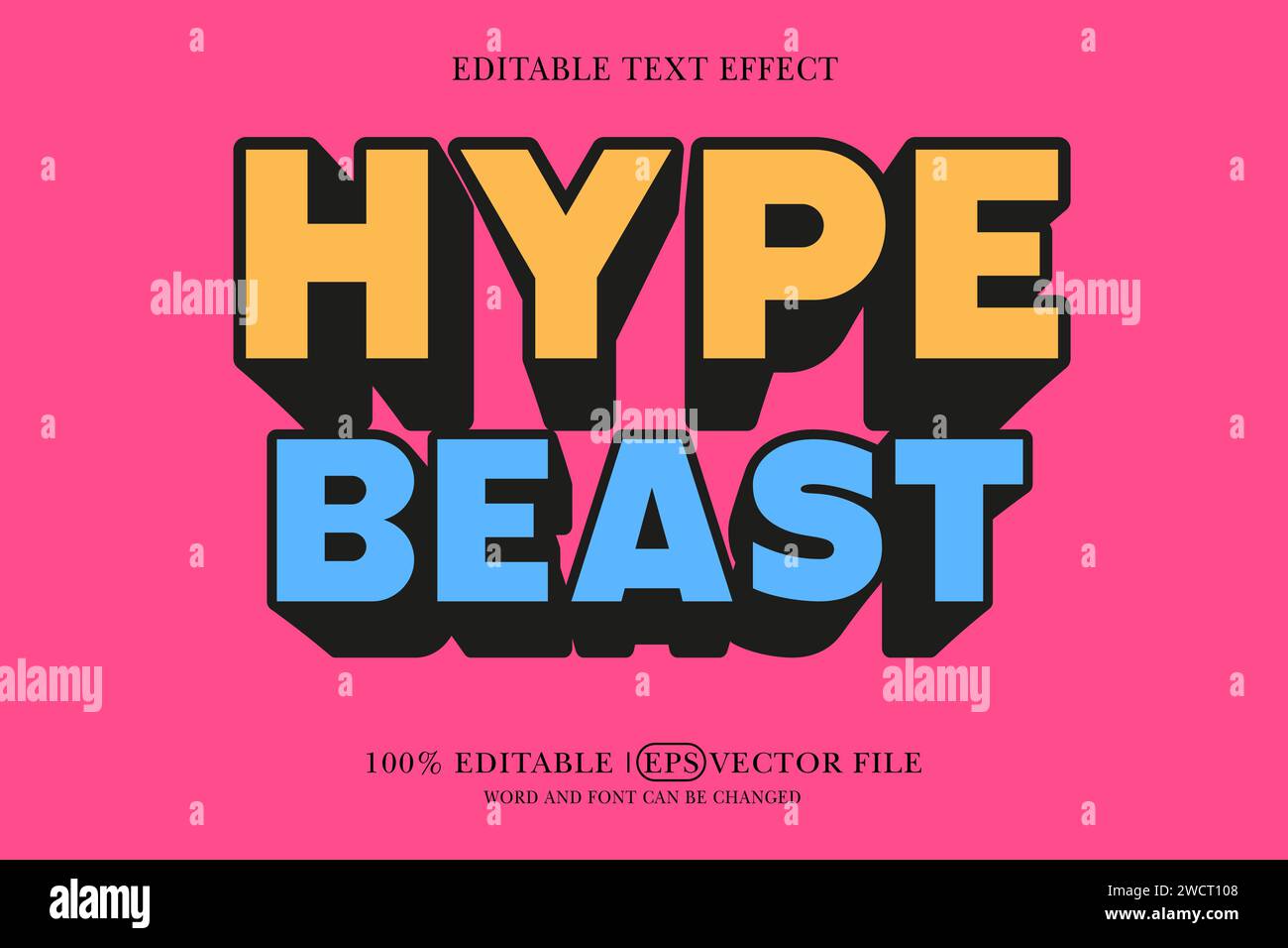 Mockup of a realistic 3D Hypebeast style editable text Stock Vector