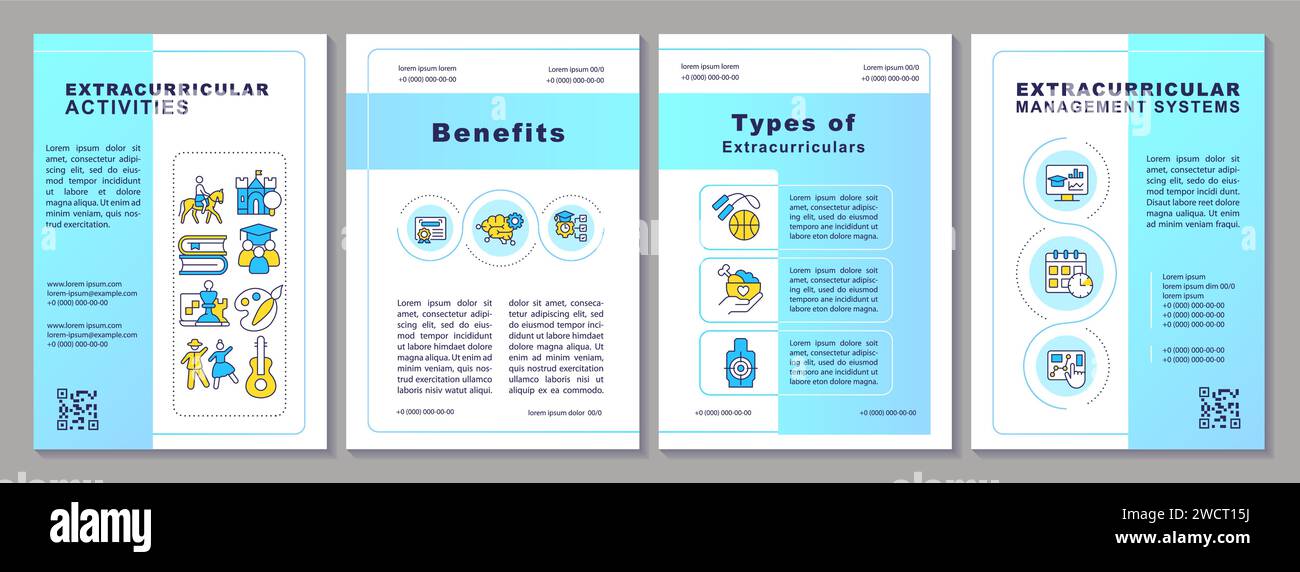 2D brochure with extracurricular activities line icons Stock Vector ...