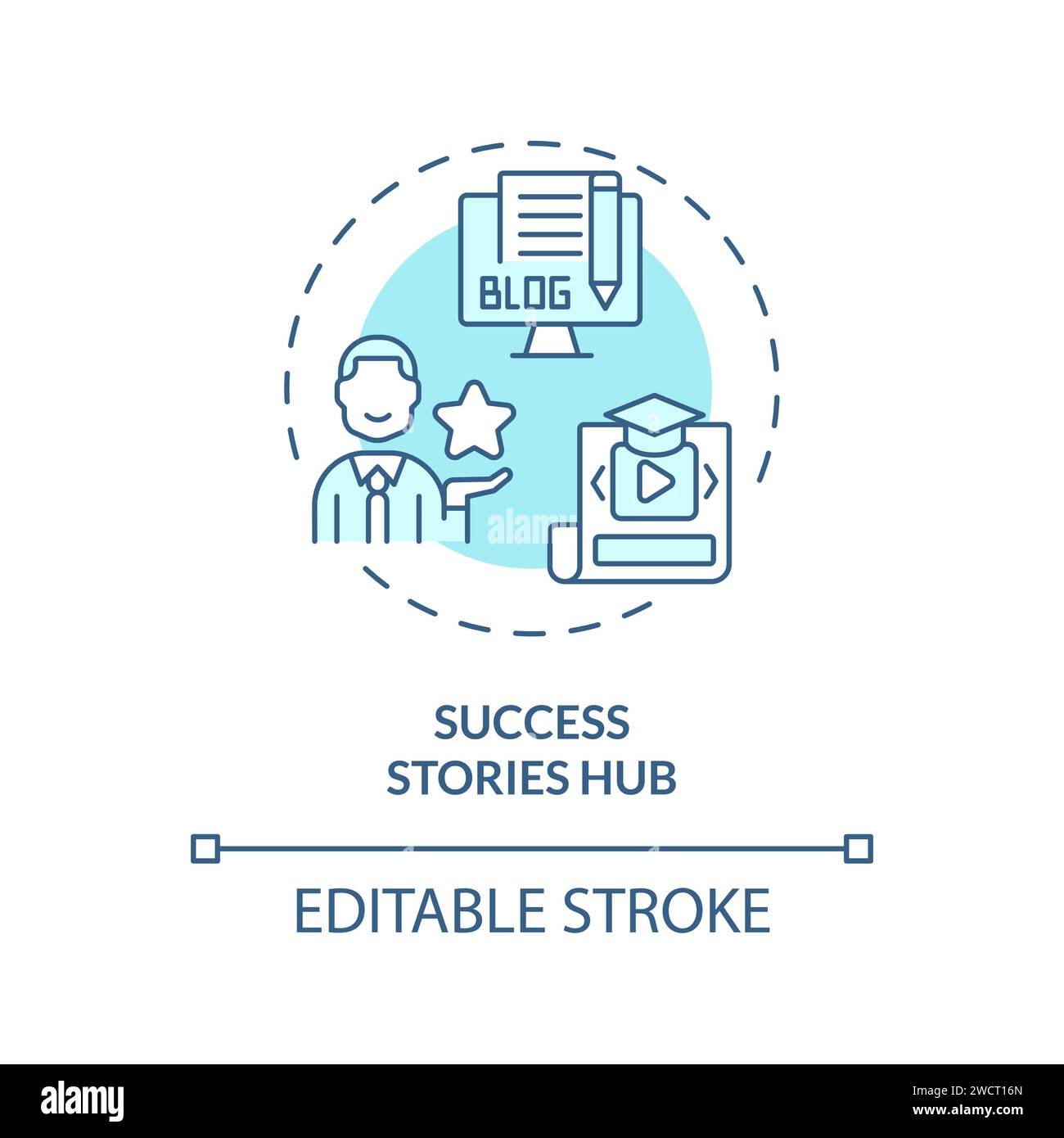 Thin line simple blue success stories hub icon concept Stock Vector ...