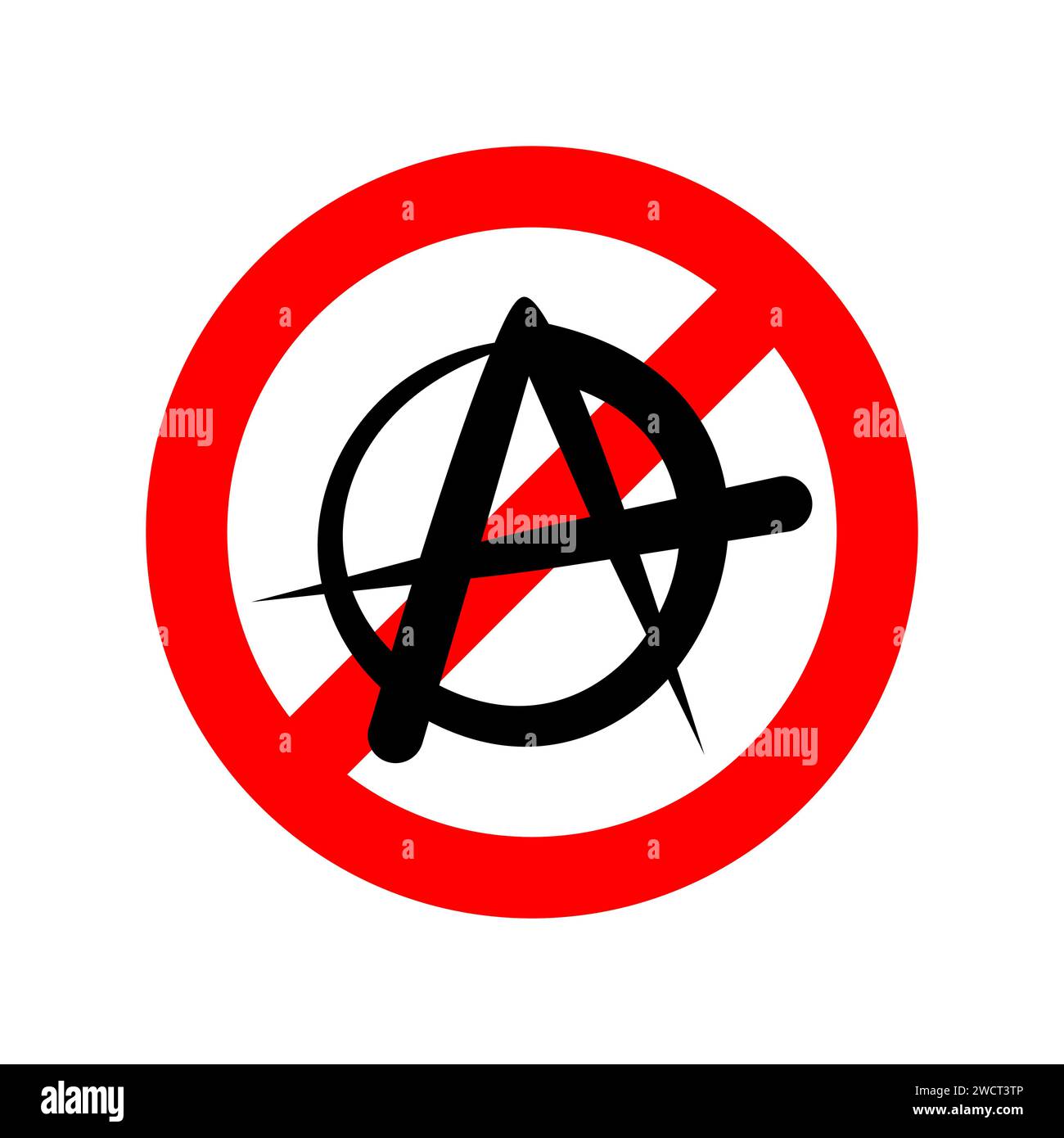 Stop Anarchy sign. No lack of organized power symbol. Ban Red prohibition sign. Stock Vector