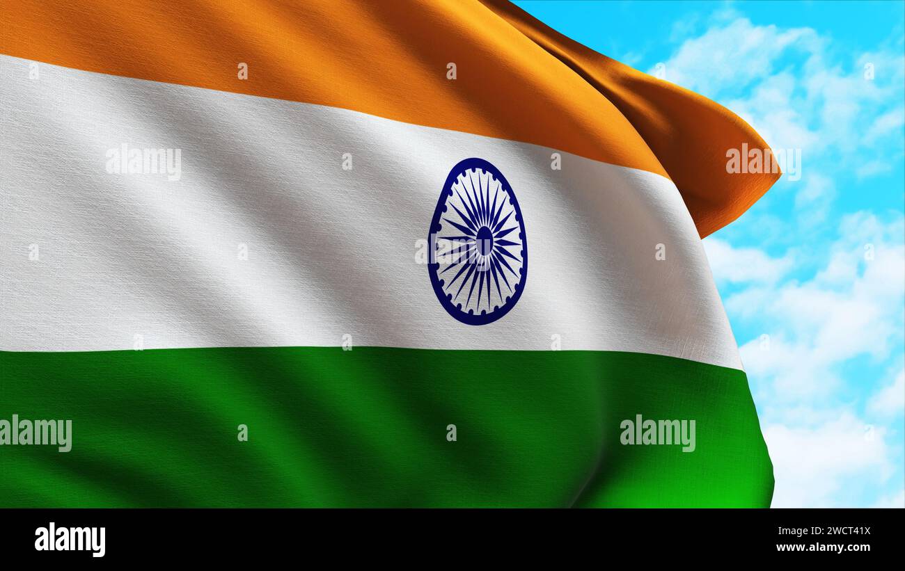 India national flag waving in hi-res stock photography and images - Alamy