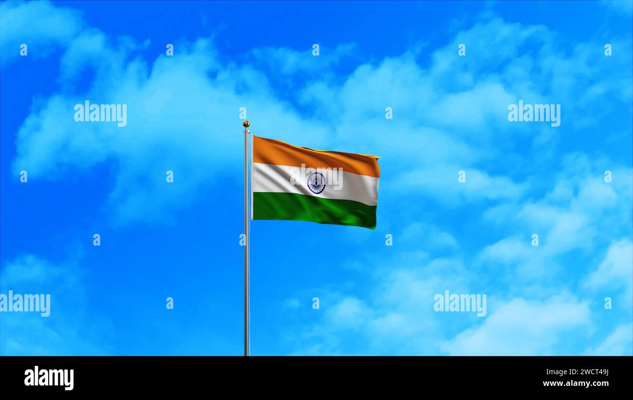 Indian fighter aircraft producing smoke with a flag color Stock Photo