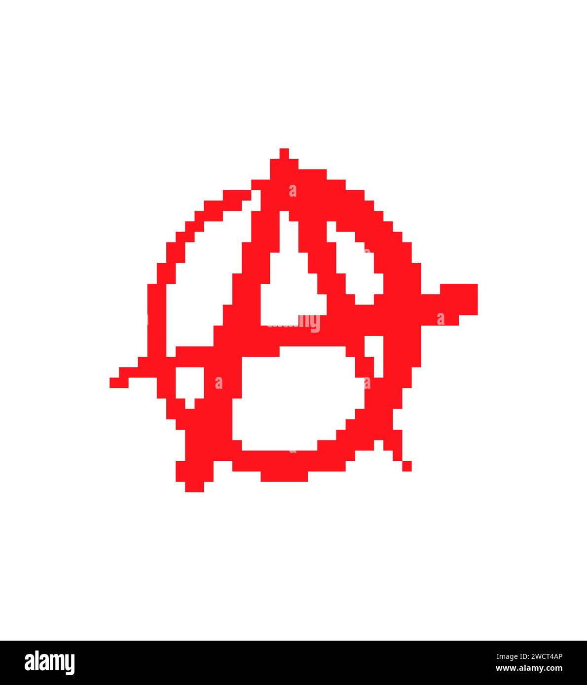 Anarchy sign pixel art. 8 bit lack of organized power symbol pixelated Stock Vector
