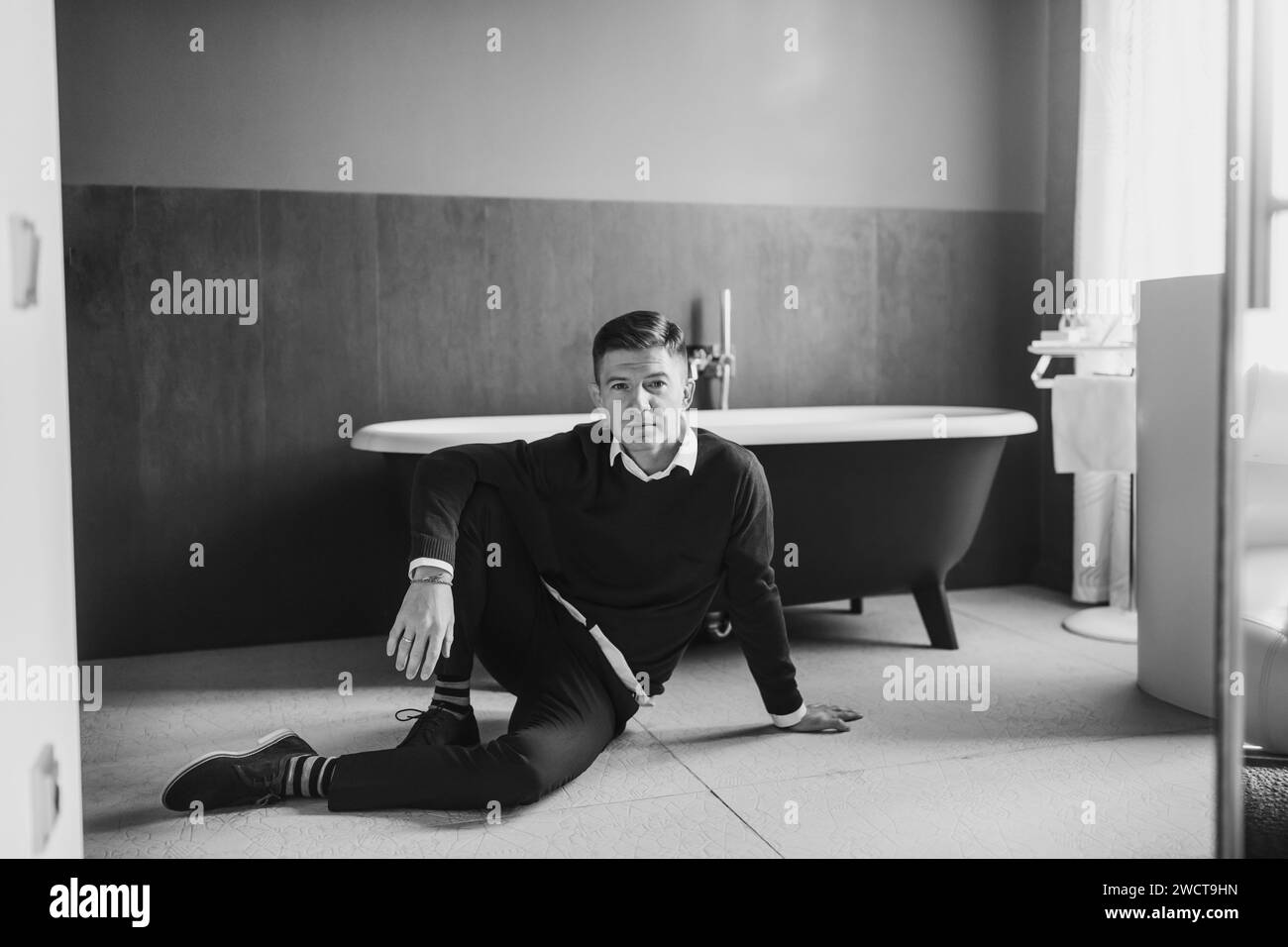 Fashion male masculine portrait Black and White Stock Photos & Images ...