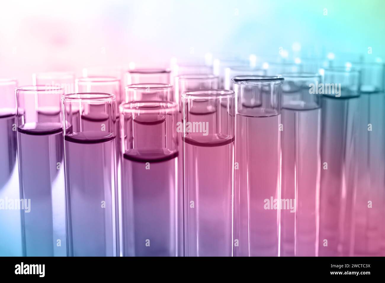 Test tubes with liquid, closeup. Color toned Stock Photo - Alamy