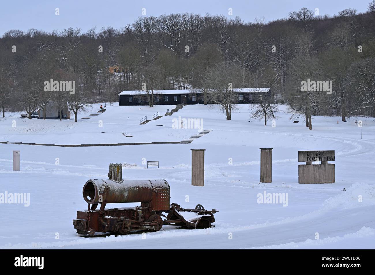 Nordhausen, Germany. 17th Jan, 2024. The entrance to the MittelbauDora