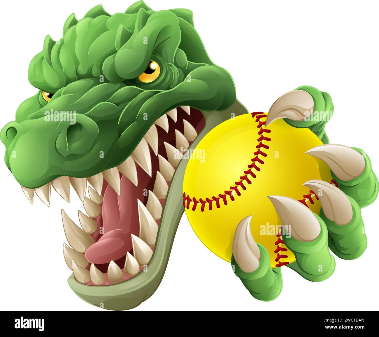 Alligator Crocodile Dinosaur Softball Sport Mascot Stock Vector