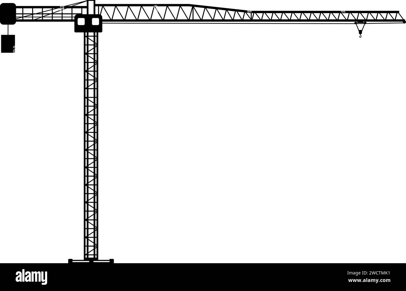 Silhouette of Construction Tower Crane Icon in Flat Style Stock Vector ...
