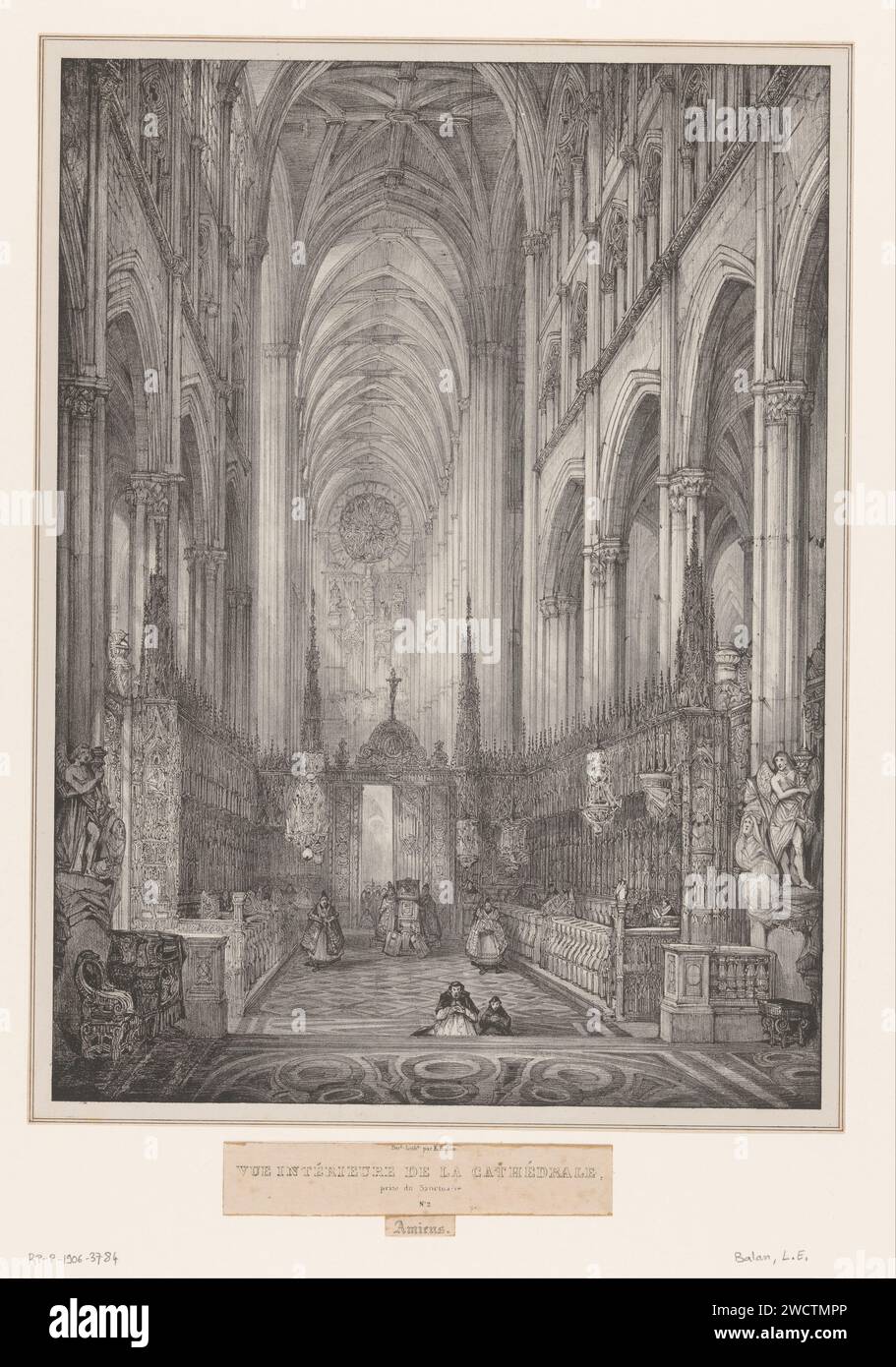 Interior of NotreDame of Amiens, seen from the choir, Eugène Balan