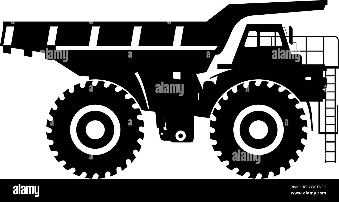 Silhouette of Dump Truck Icon in Flat Style Stock Vector Image & Art ...