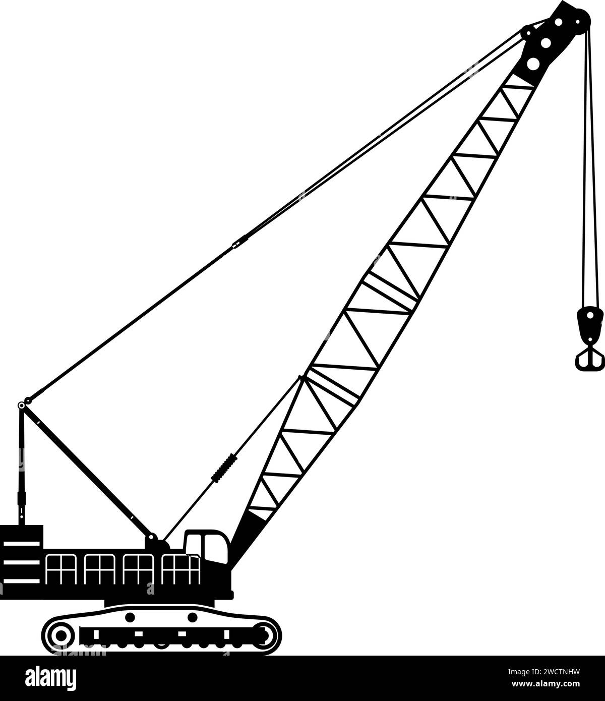 Silhouette of Mobile Crane Icon in Flat Style Stock Vector Image & Art