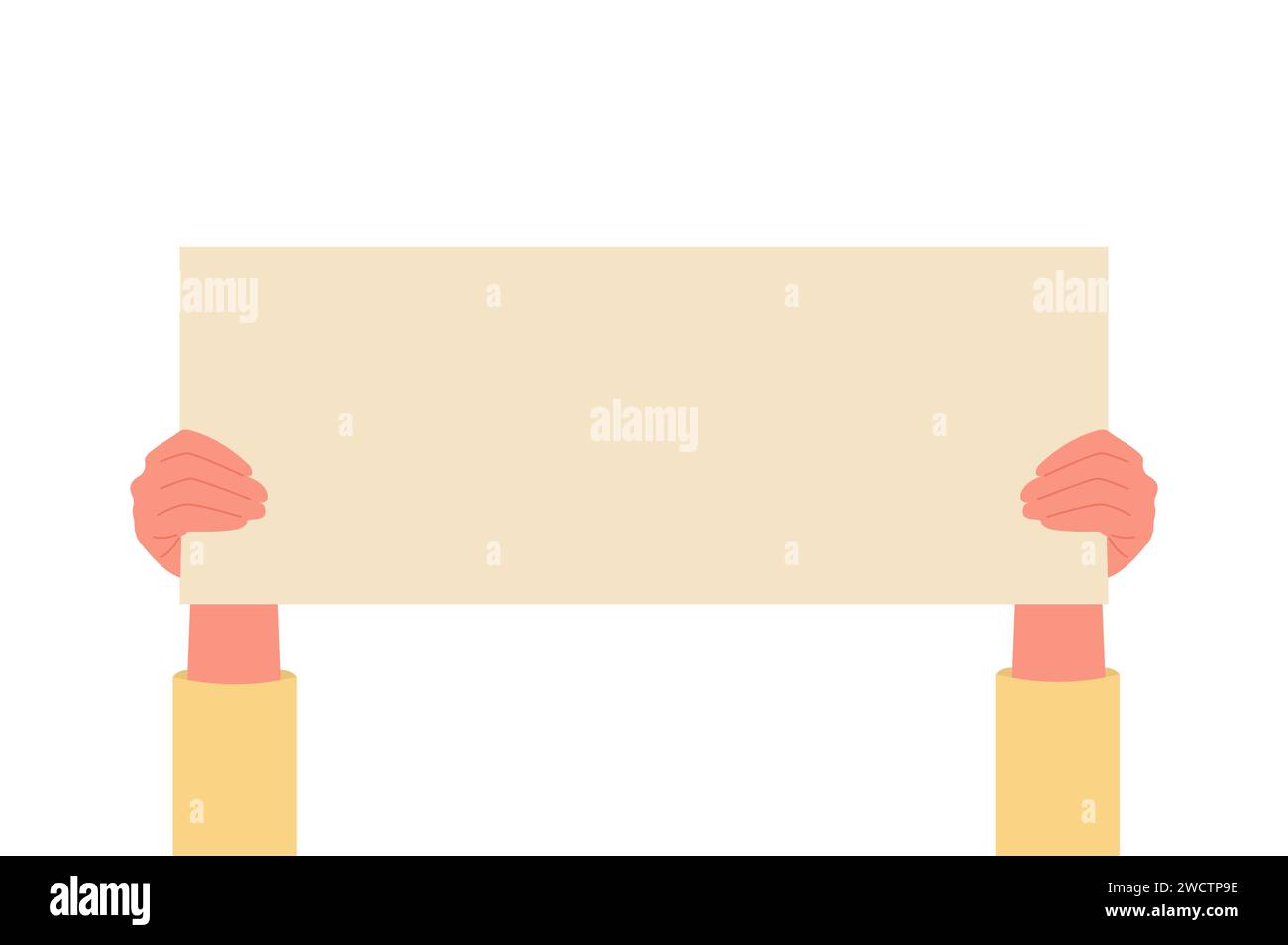 Two hands holding empty banner with place for text vector flat ...