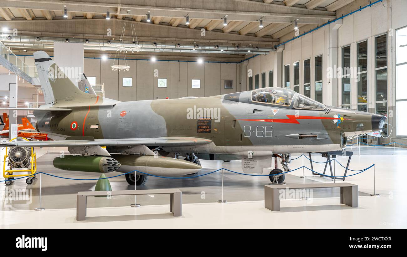 Air jet fighter in exhibition at  Italian Airforce Museum Stock Photo