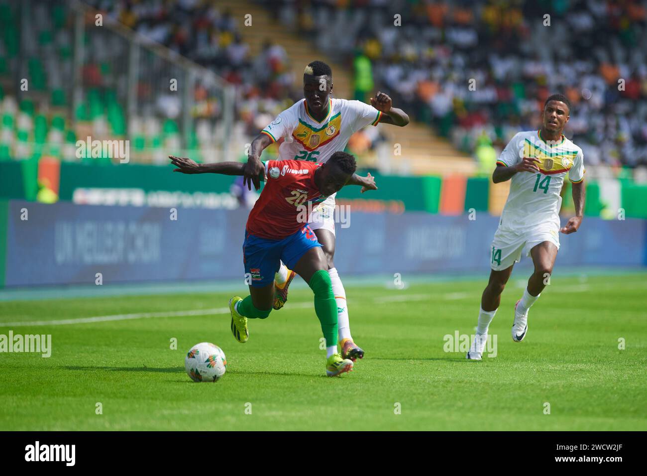Highlight of the match between Senegal and Gambia, duel between Pape Gueye and Yankuba Minteh Stock Photo