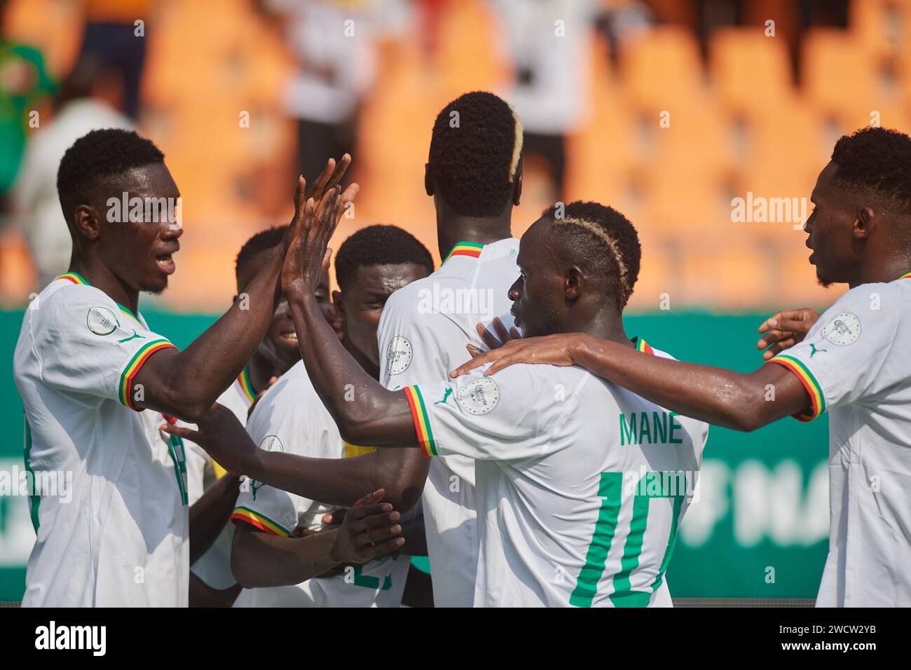 Highlight of the match between Senegal and Gambia; Sadio Mané and his teammates celebrate Lamine Camara's goal Stock Photo