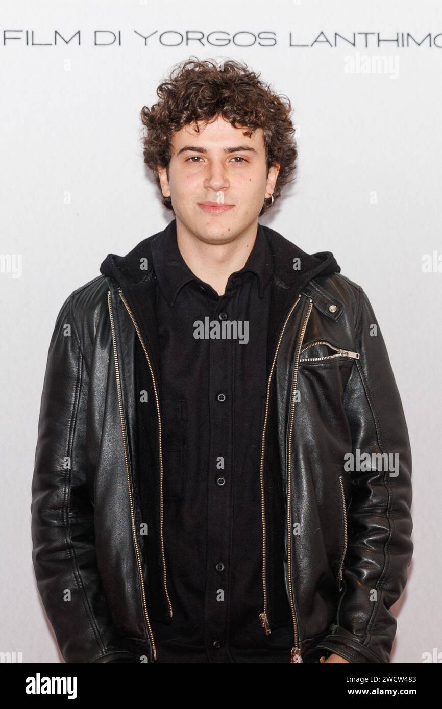Italy. 16th Jan, 2024. Mirko Trovato during the photocall of the movie Povere Creature, 16