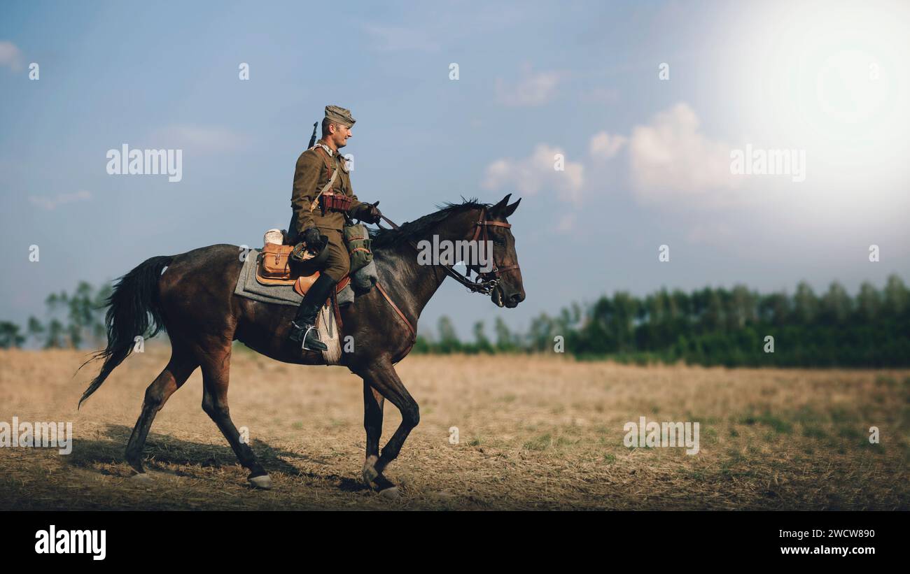 Army commander on horse Stock Photo