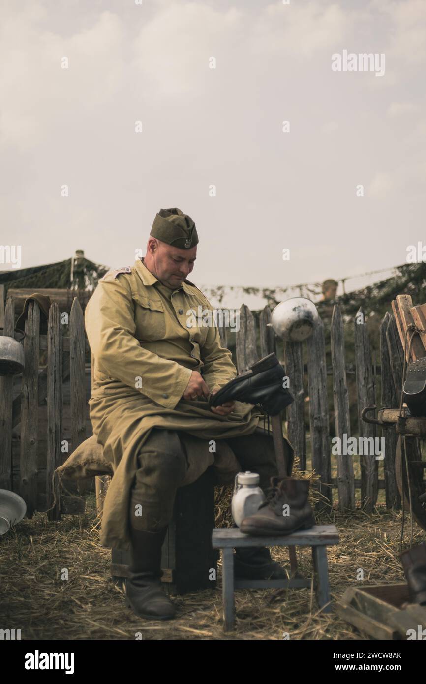 Military shoemaker world war 2 Stock Photo