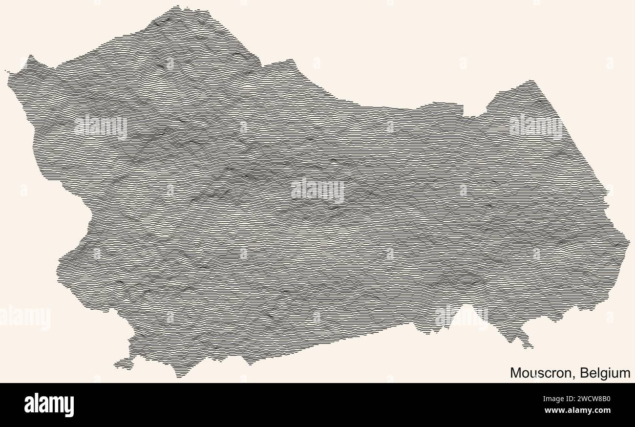 Topographic relief map of MOUSCRON, BELGIUM Stock Vector