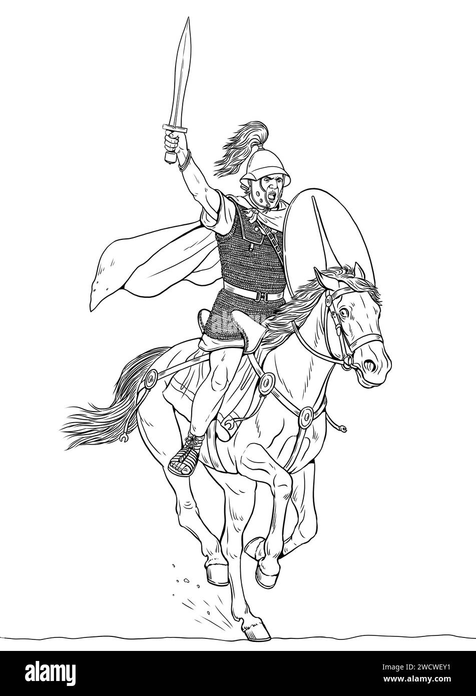 Roman cavalry on the attack. Historical hand drawing Stock Photo Alamy