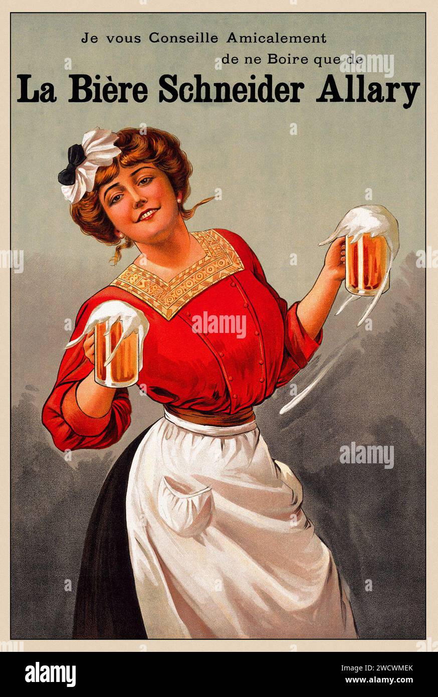 La Biere Schneider Allary - vintage poster - beer advertisement - unknown artist, c 1900 Stock Photo