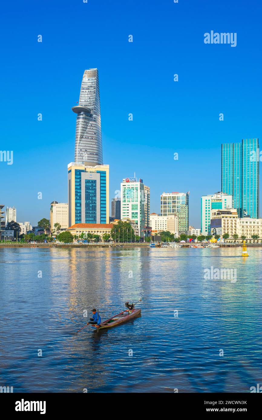 Vietnam, Ho Chi Minh City (Saigon), skyscrapers of Ben Nghe area (District 1) along the Saigon River Stock Photo