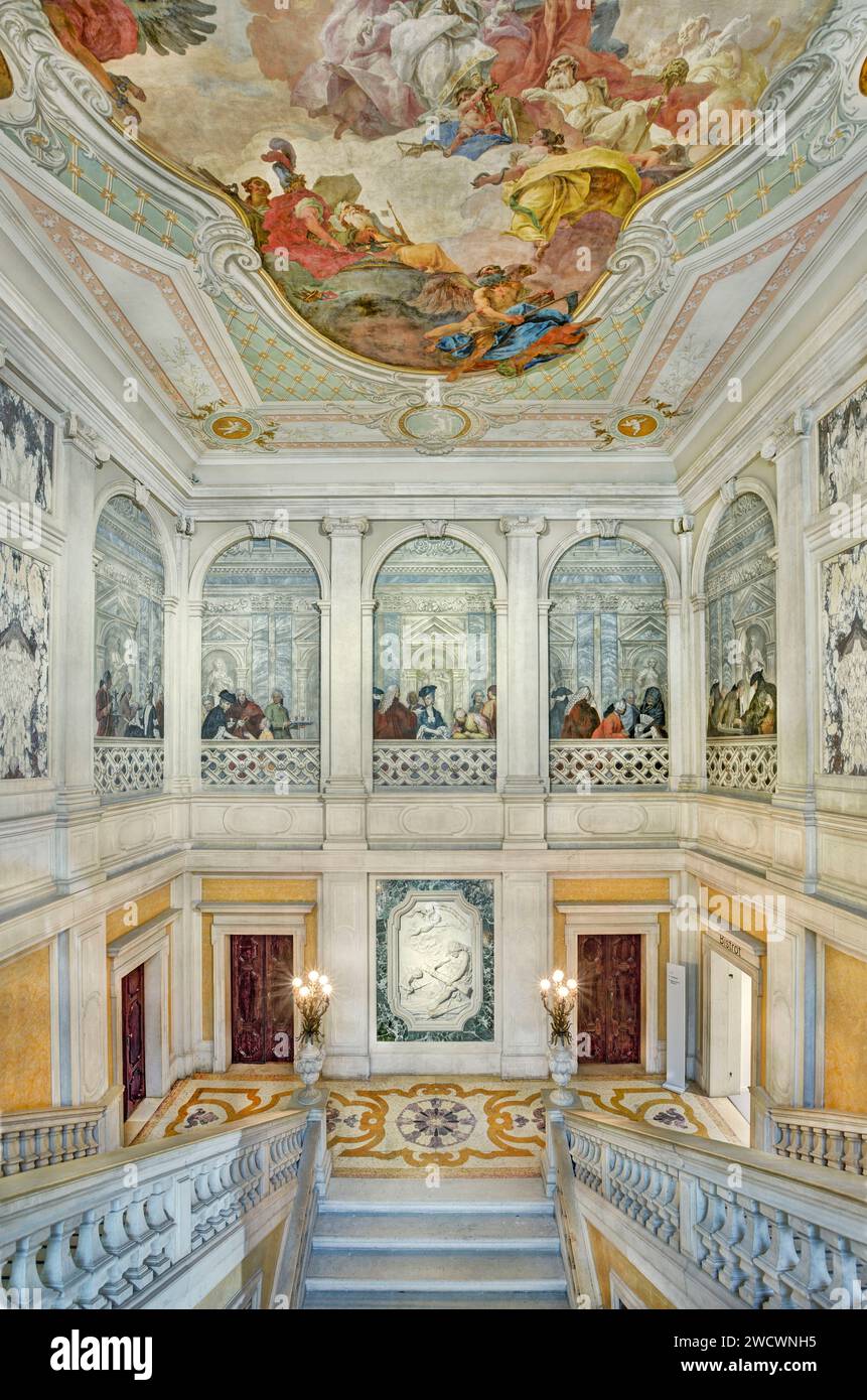 Italy, Veneto, Venice listed as World Heritage by UNESCO, Grassi palace Pinault collection, the staircase Stock Photo