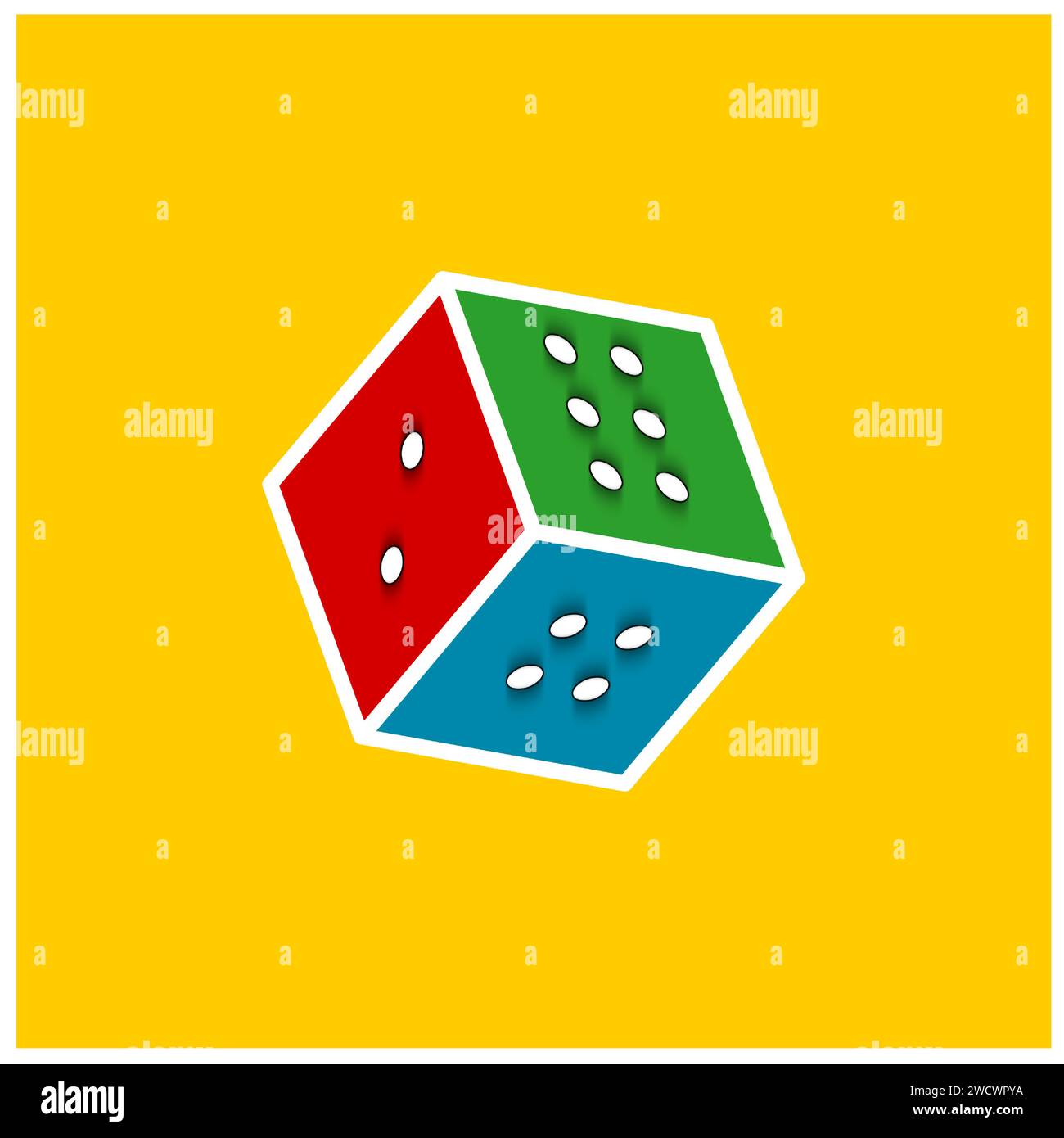 Playing cube 3D, red, green, blue Stock Vector