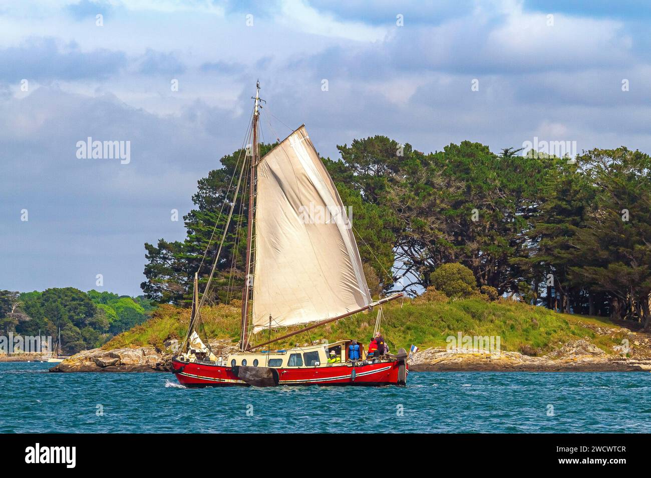 France, Morbihan, Gulf of Morbihan, Het Leven, sailing barge, Gulf Week 2023 edition Stock Photo