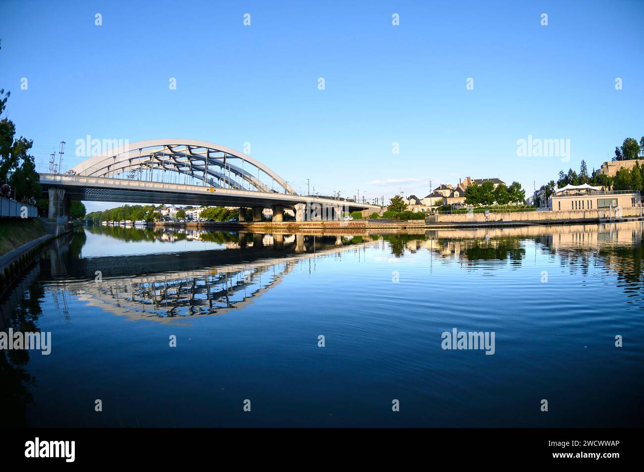 France, Val d'Oise, Pontoise, old townn from Saint-Ouenn l'Aumone Stock Photo