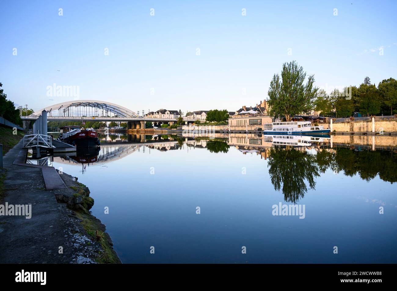 France, Val d'Oise, Pontoise, old townn from Saint-Ouenn l'Aumone Stock Photo