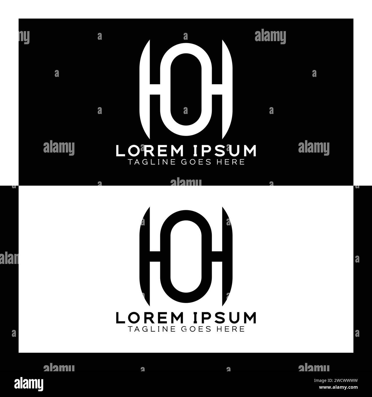HO initial letters linked elegant logo. letter H and O pattern design monogram Stock Vector