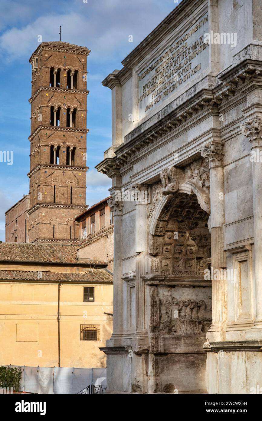 Italy, Latium, Rome, Roman Forum, Arch of Titus, Santa Francesca Romana Stock Photo